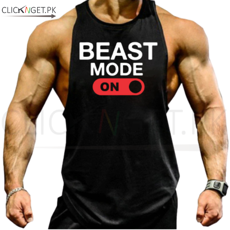 Buy Tank Top Sleeveless Customize Shirt Gym Wear-BEAST MODE ON in ...