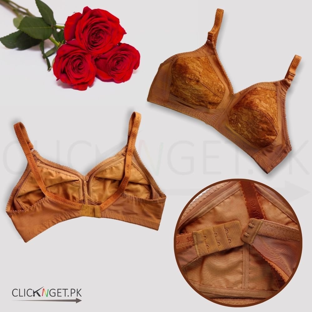 Non-Padded-Embroidered-Bra-Caramel-Brown