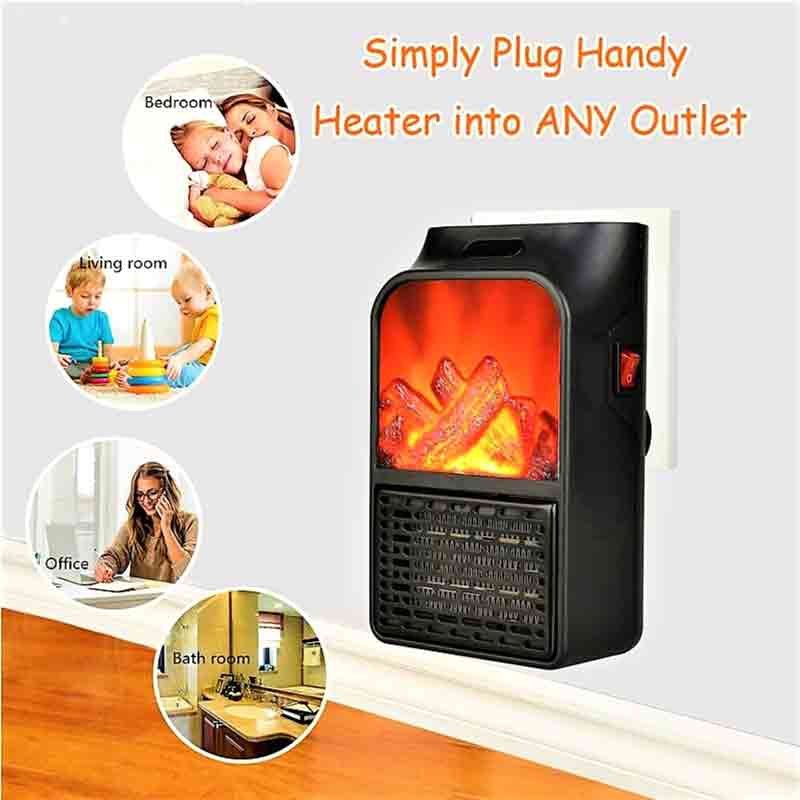 Mini-Electric-Wall-Outlet-Flame-Heater-Portable-Watt-with-Remote