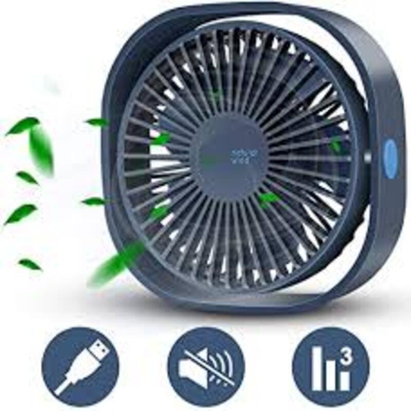 thumbnail interactive-video image 1 of LIFE3 Portable USB Desk Fan – 3 Speeds, Quiet, 360° Rotation, 5V, 169g – Indoor/Outdoor 1 of 3